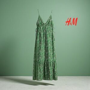 H&M, Green Leaf Print Maxi Dress, XXL Plus Size